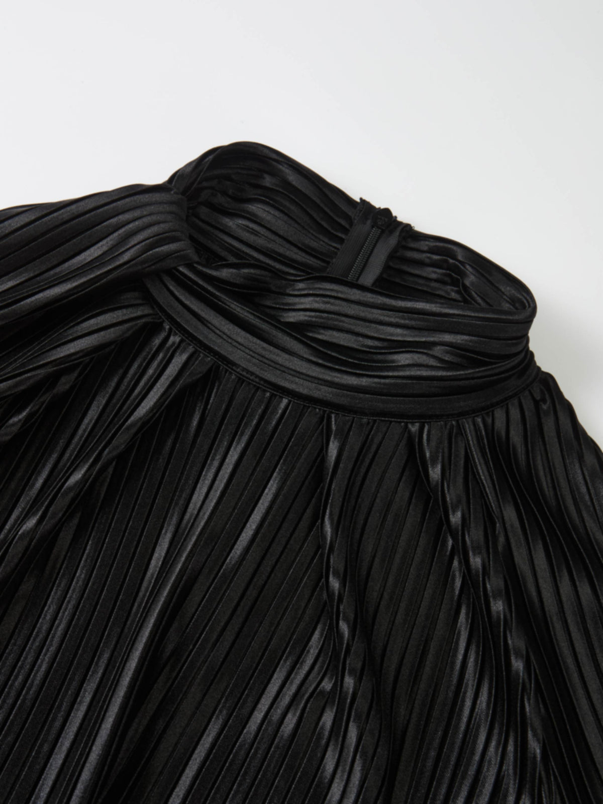 Accordian Pleat Maxi Shift Dress - Black