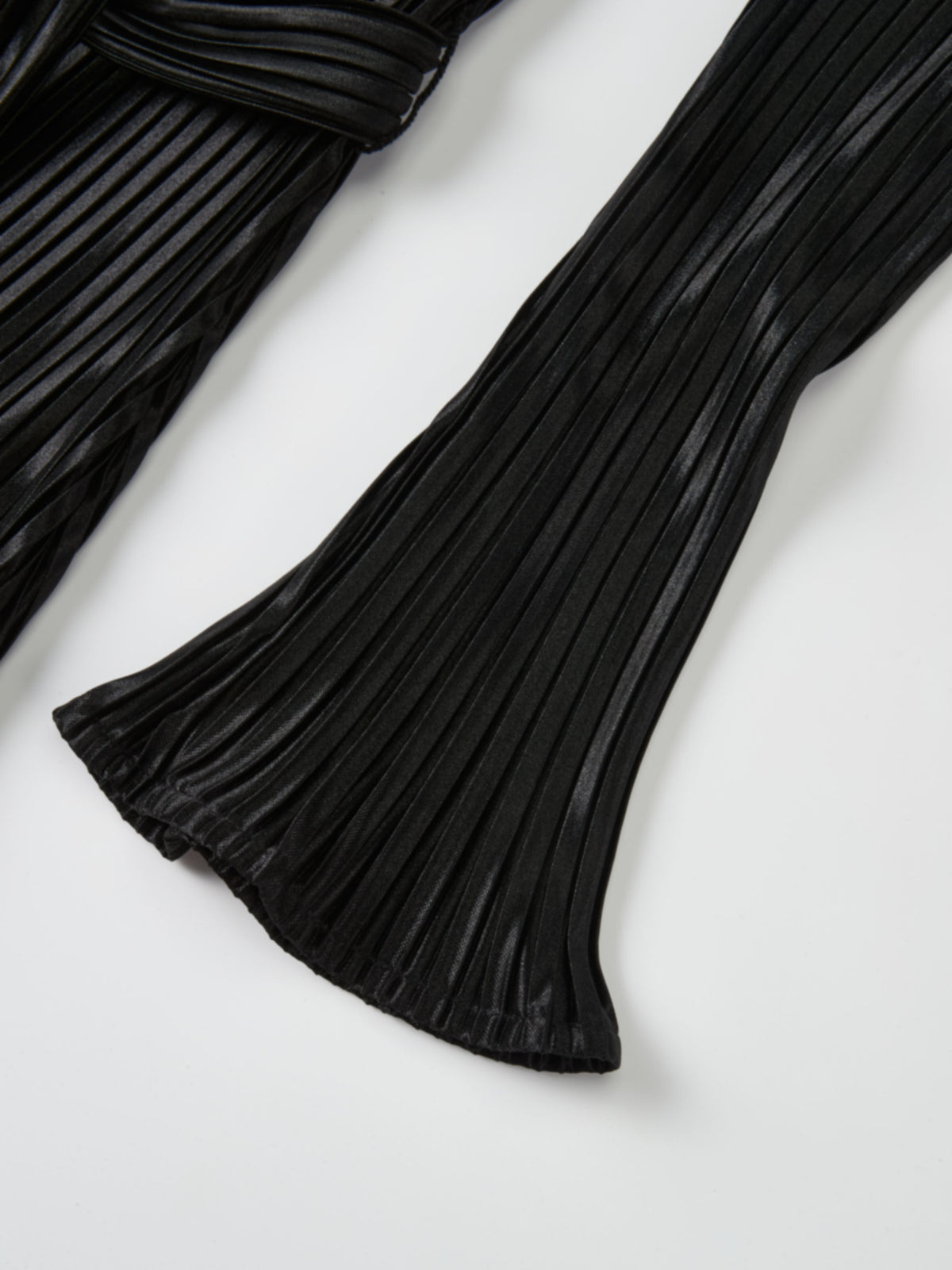 Accordian Pleat Maxi Shift Dress - Black