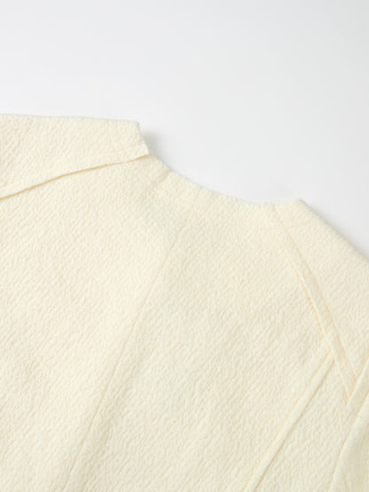 Mini Gold Button Peplum Top - Cream