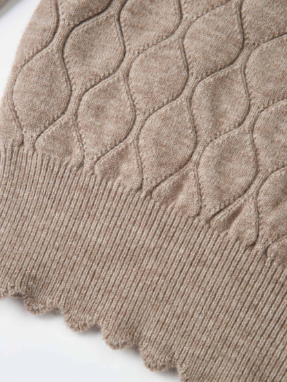 Scalloped Edge Hourglass Sweater - Oatmeal