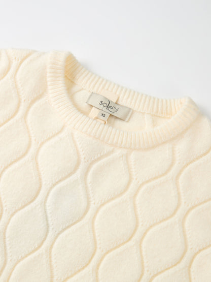 Scalloped Edge Hourglass Sweater - Cream