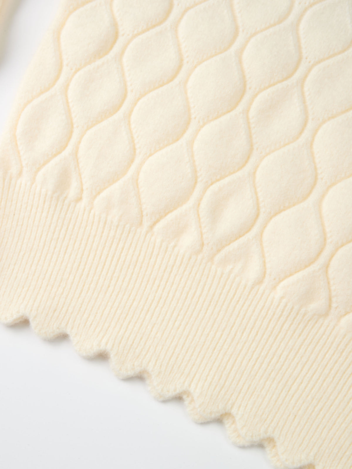 Scalloped Edge Hourglass Sweater - Cream