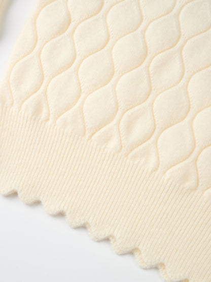 Scalloped Edge Hourglass Sweater - Cream
