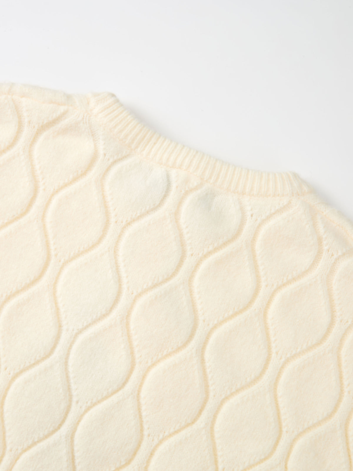 Scalloped Edge Hourglass Sweater - Cream