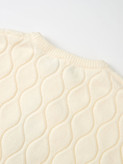 Scalloped Edge Hourglass Sweater - Cream