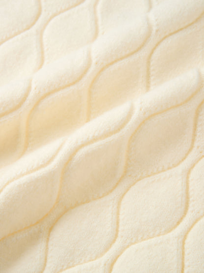 Scalloped Edge Hourglass Sweater - Cream