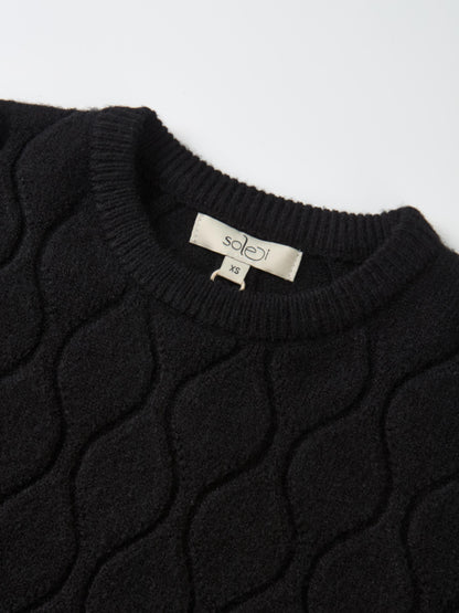 Scalloped Edge Hourglass Sweater - Black