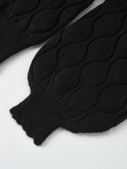 Scalloped Edge Hourglass Sweater - Black