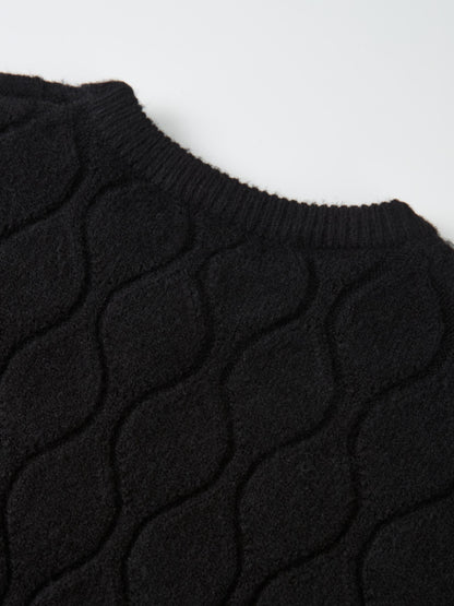 Scalloped Edge Hourglass Sweater - Black