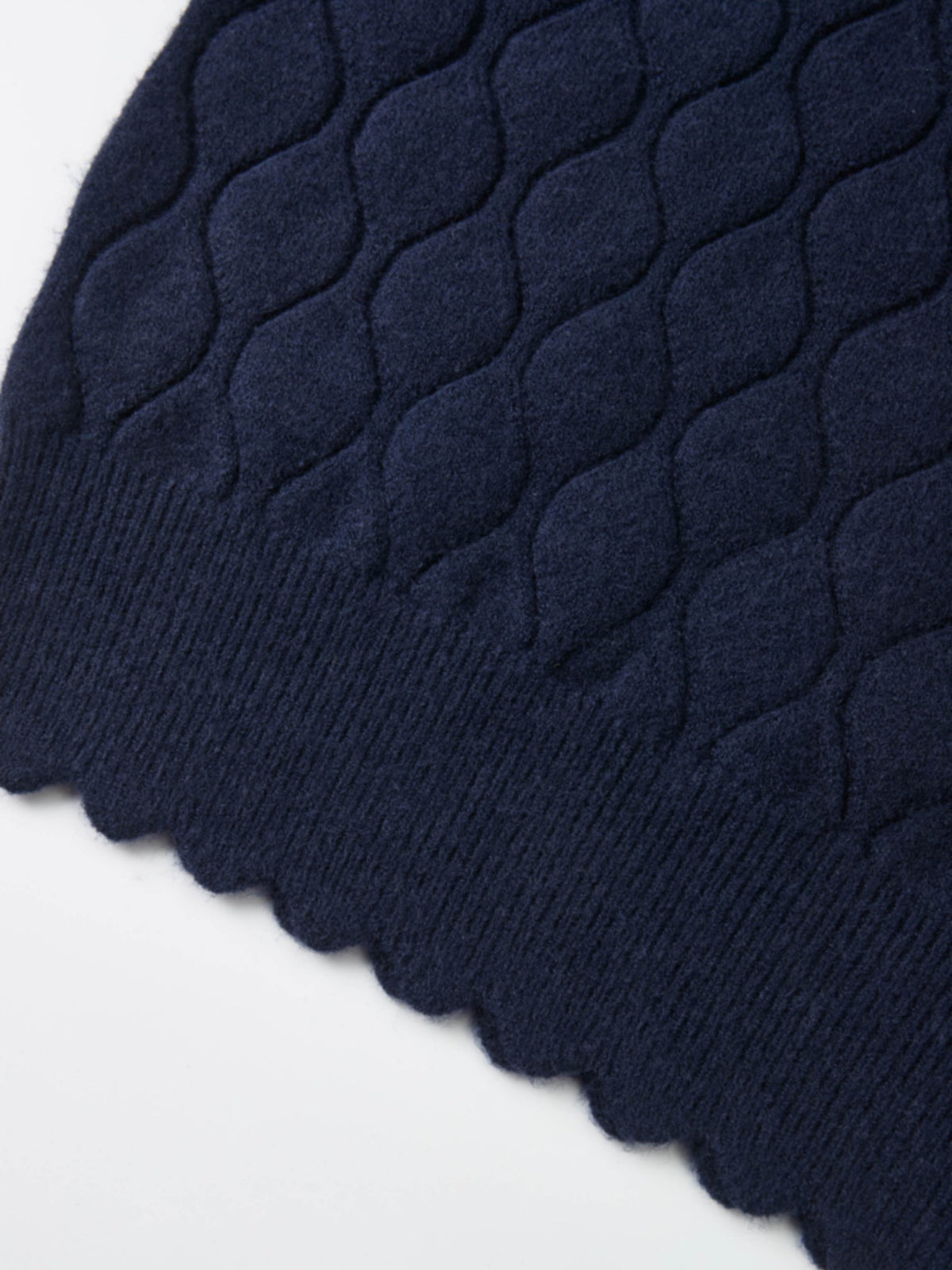 Scalloped Edge Hourglass Sweater - Navy