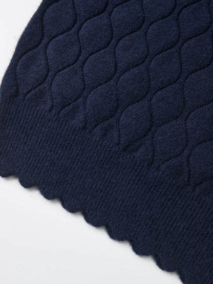 Scalloped Edge Hourglass Sweater - Navy