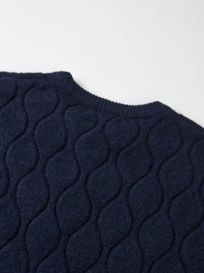 Scalloped Edge Hourglass Sweater - Navy
