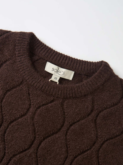 Scalloped Edge Hourglass Sweater - Brown