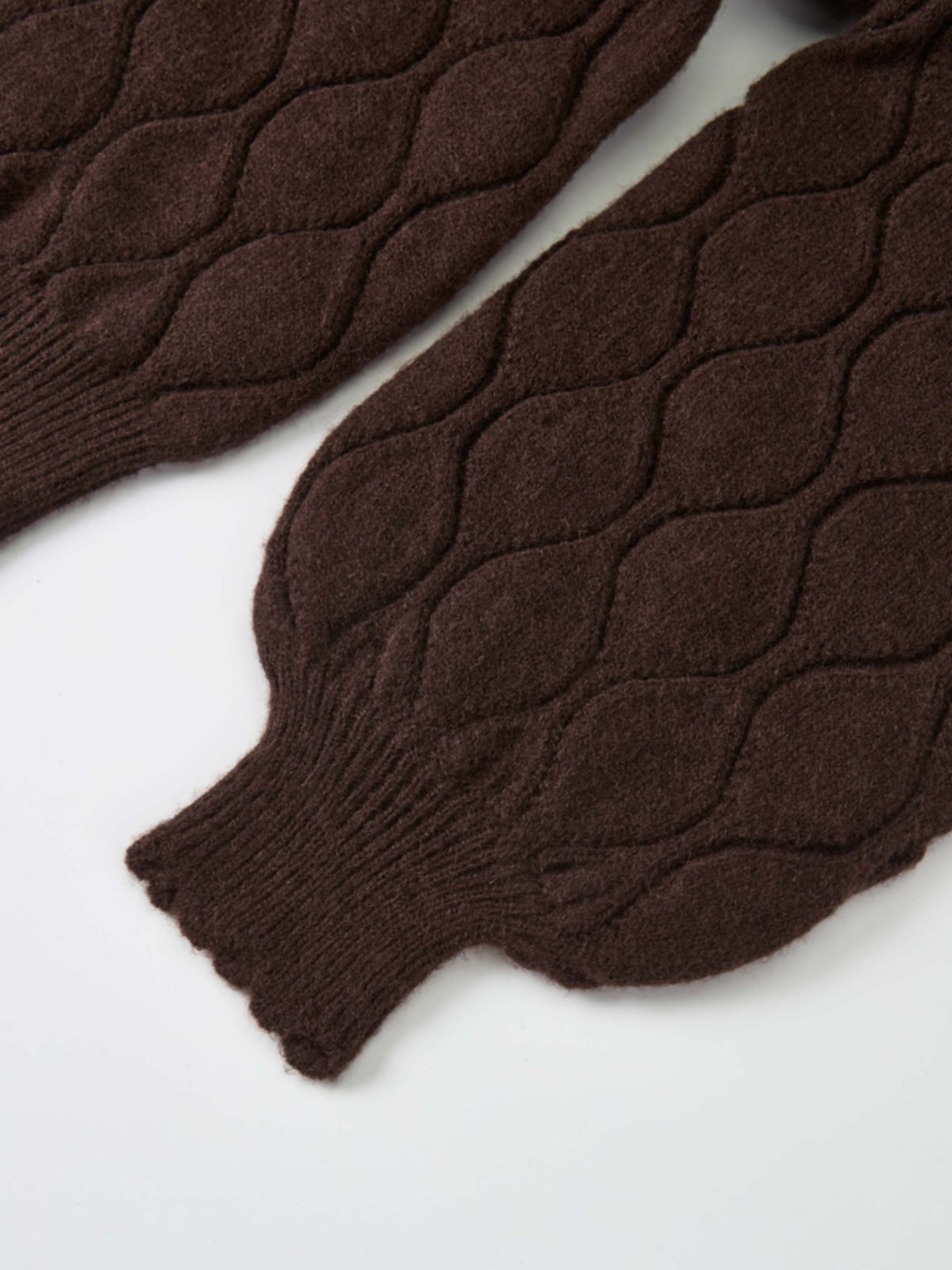 Scalloped Edge Hourglass Sweater - Brown