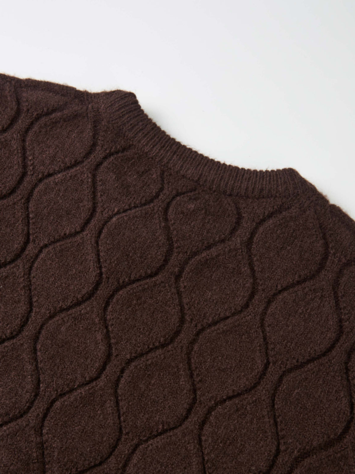 Scalloped Edge Hourglass Sweater - Brown