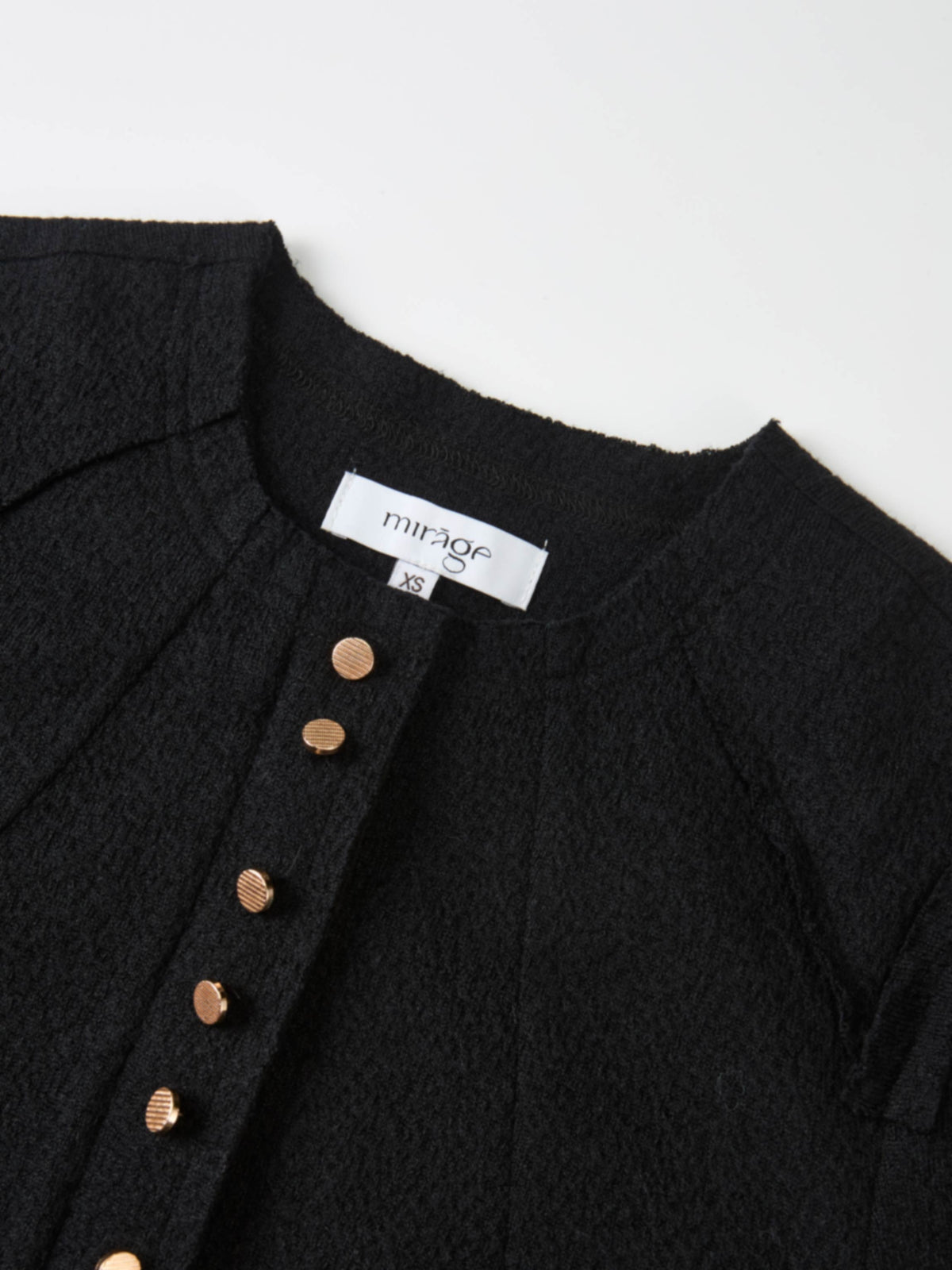 Mini Gold Button Peplum Top - Black