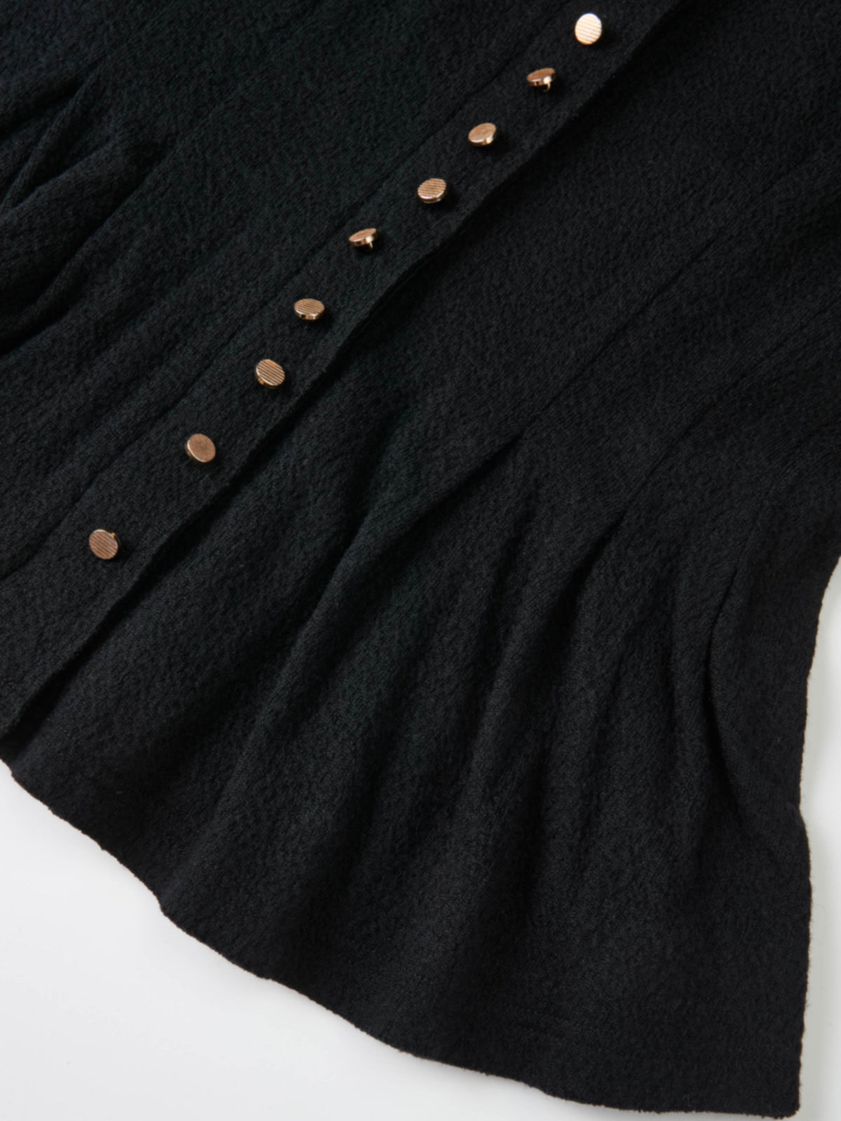 Mini Gold Button Peplum Top - Black