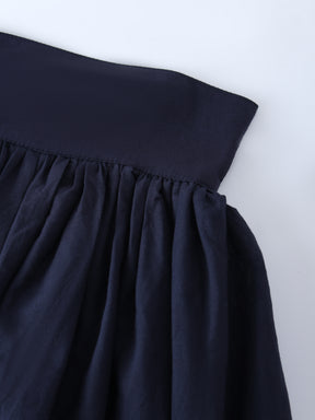 Falda con ribete de ojales-Azul marino