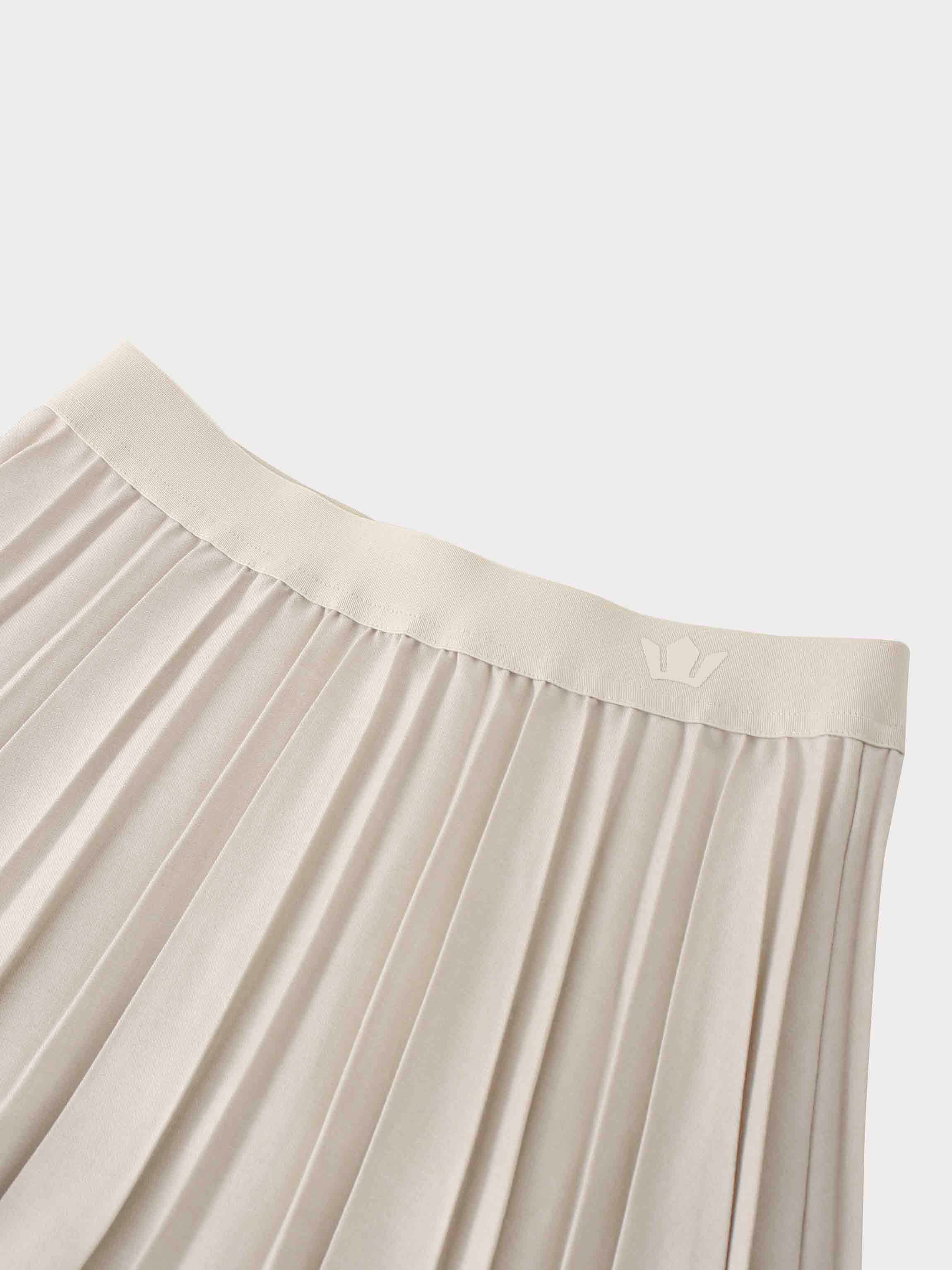 Merino Pleated Skirt-Ivory