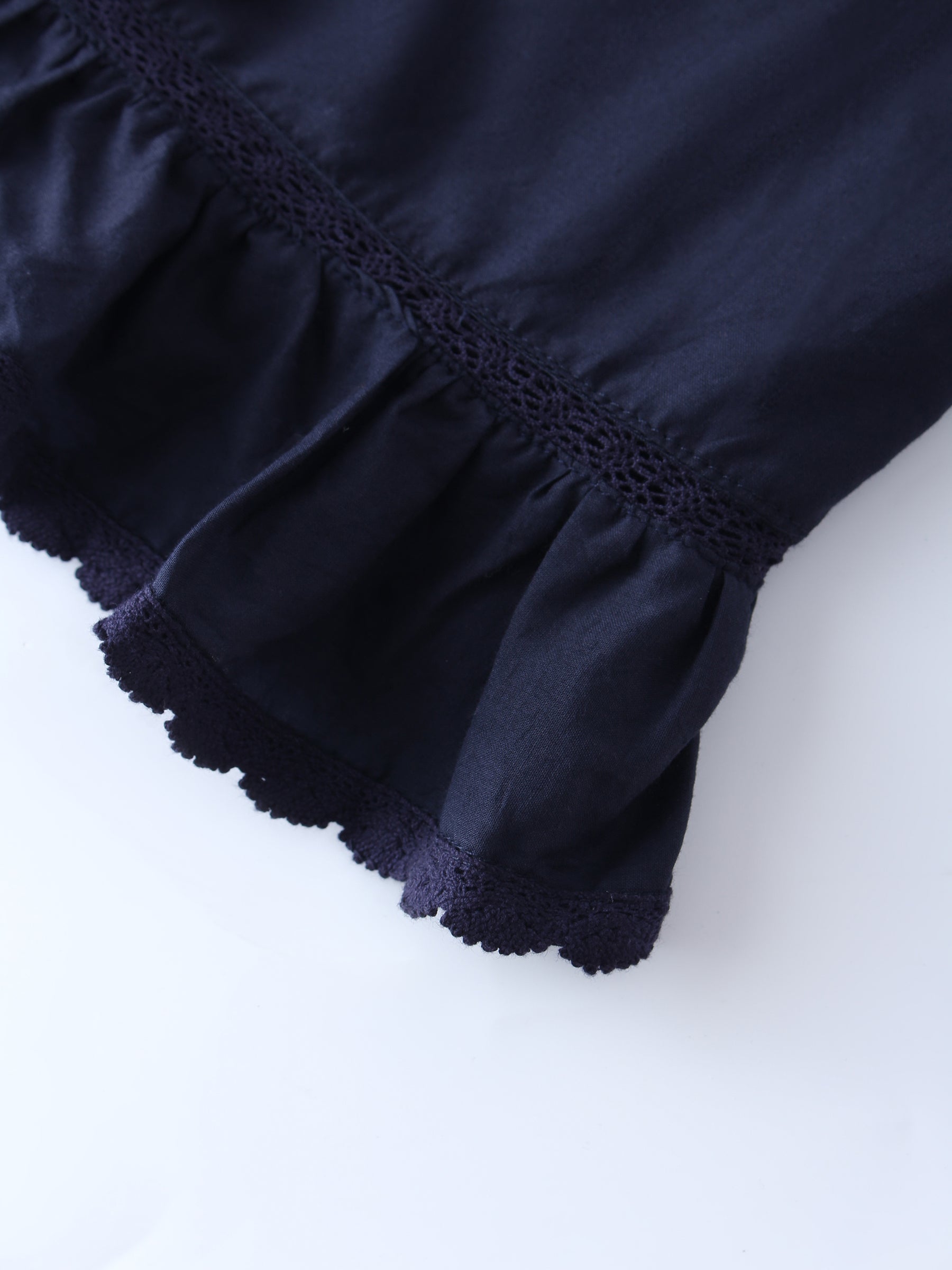 Eyelet Trimmed Skirt-Navy