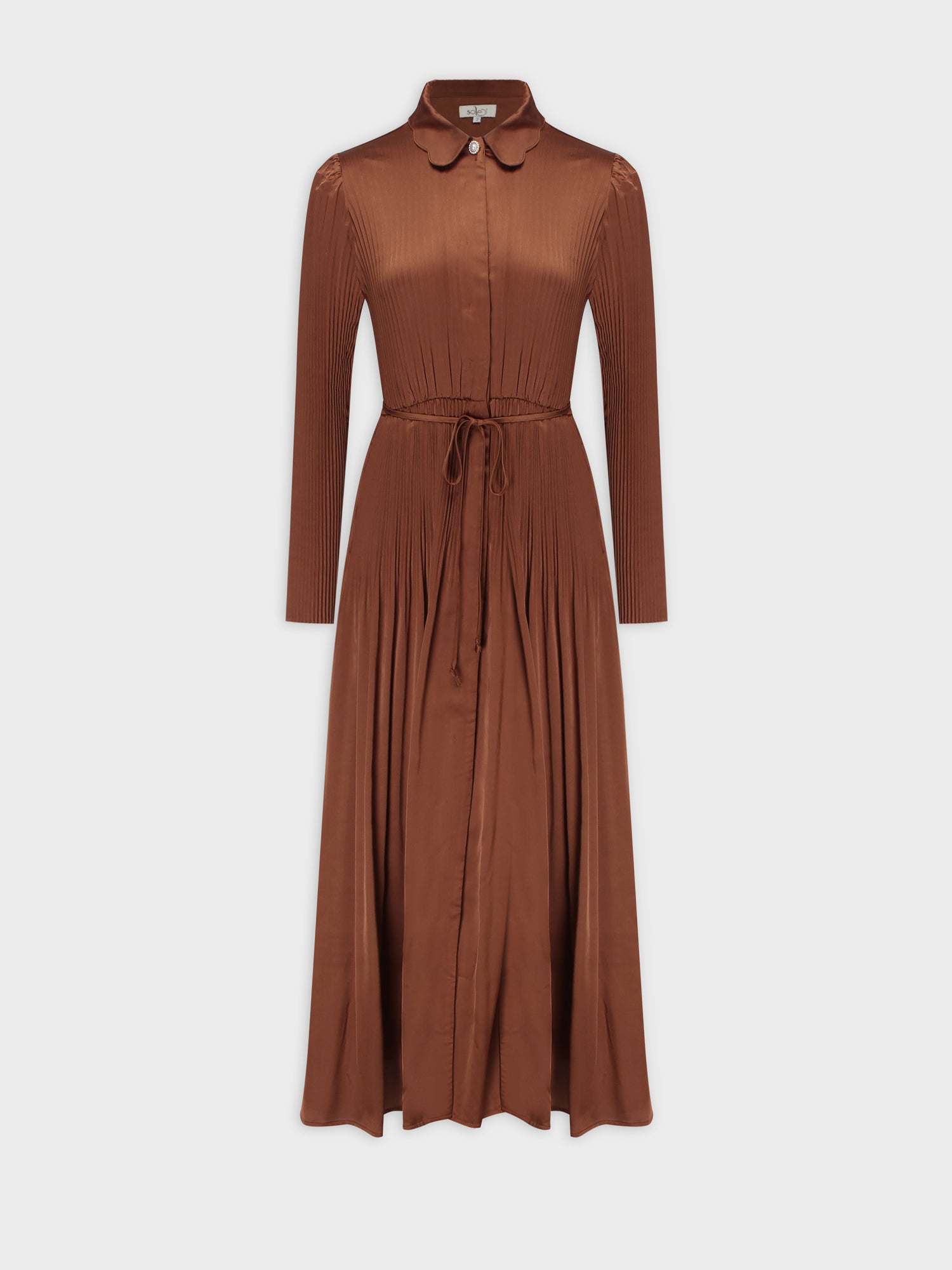 Micro Pleat Dress-Bronze