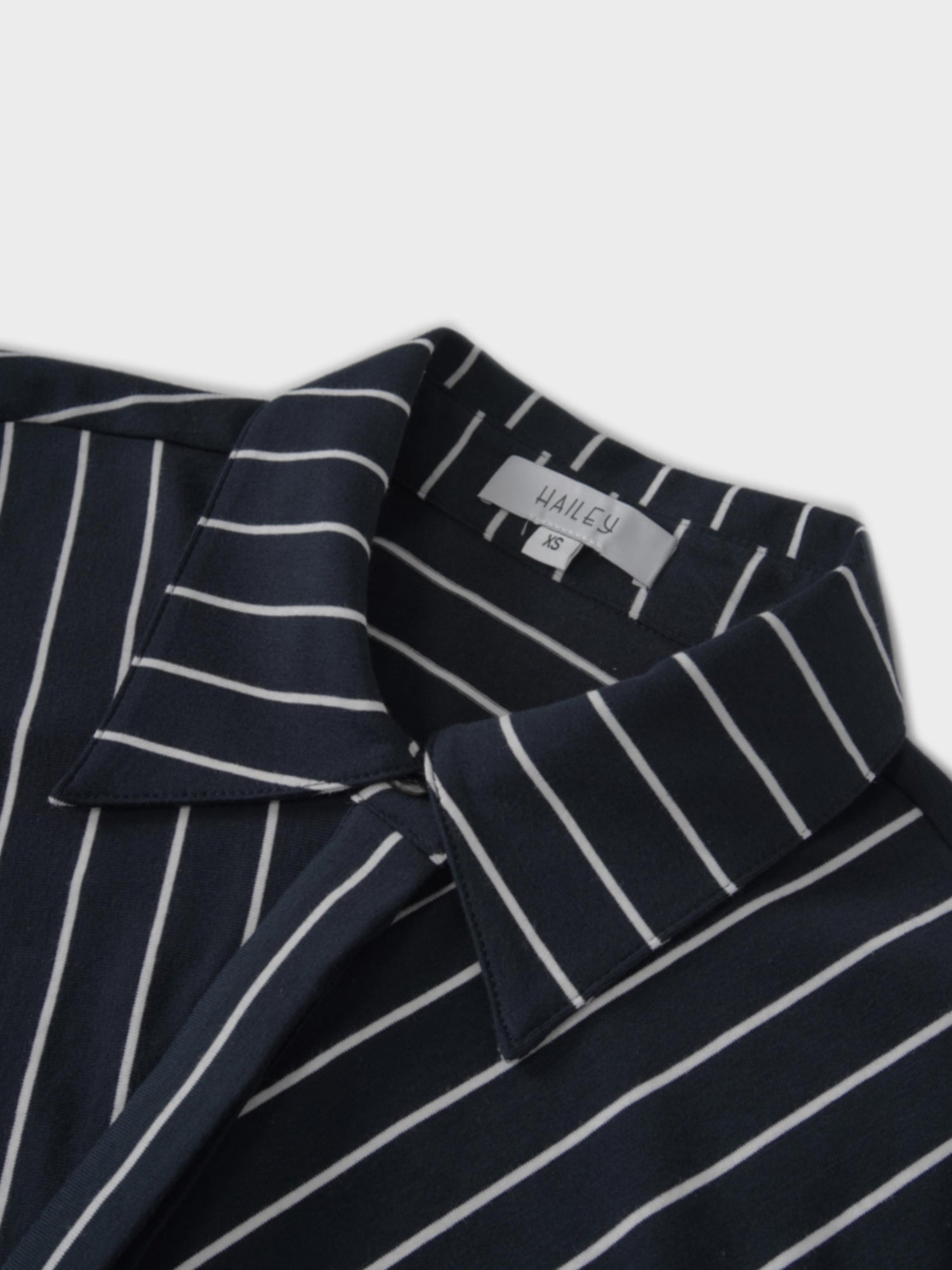 Side Shirred T-shirt Dress-Navy/White