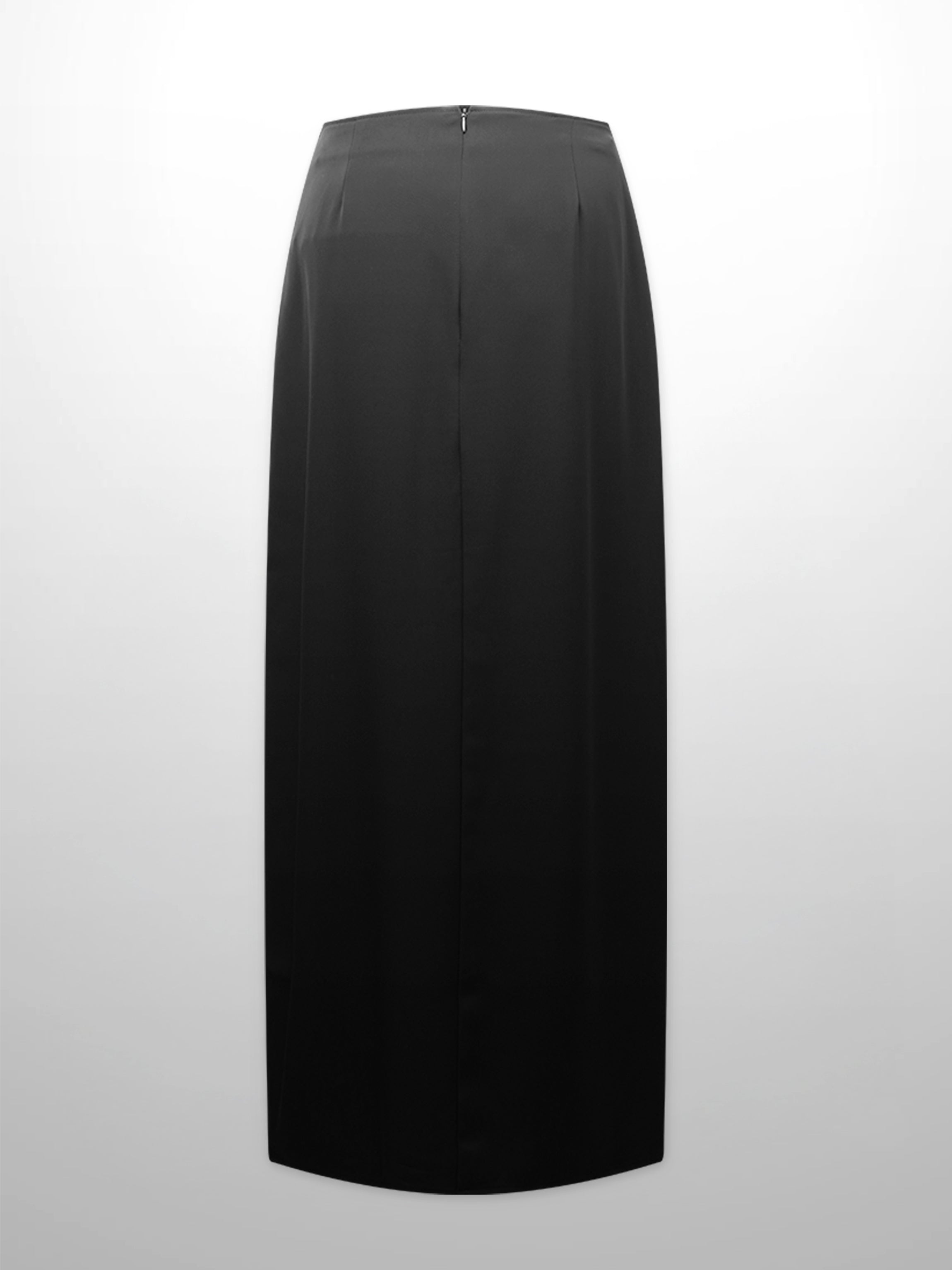 Ring Detail Faux Wrap Skirt-Black