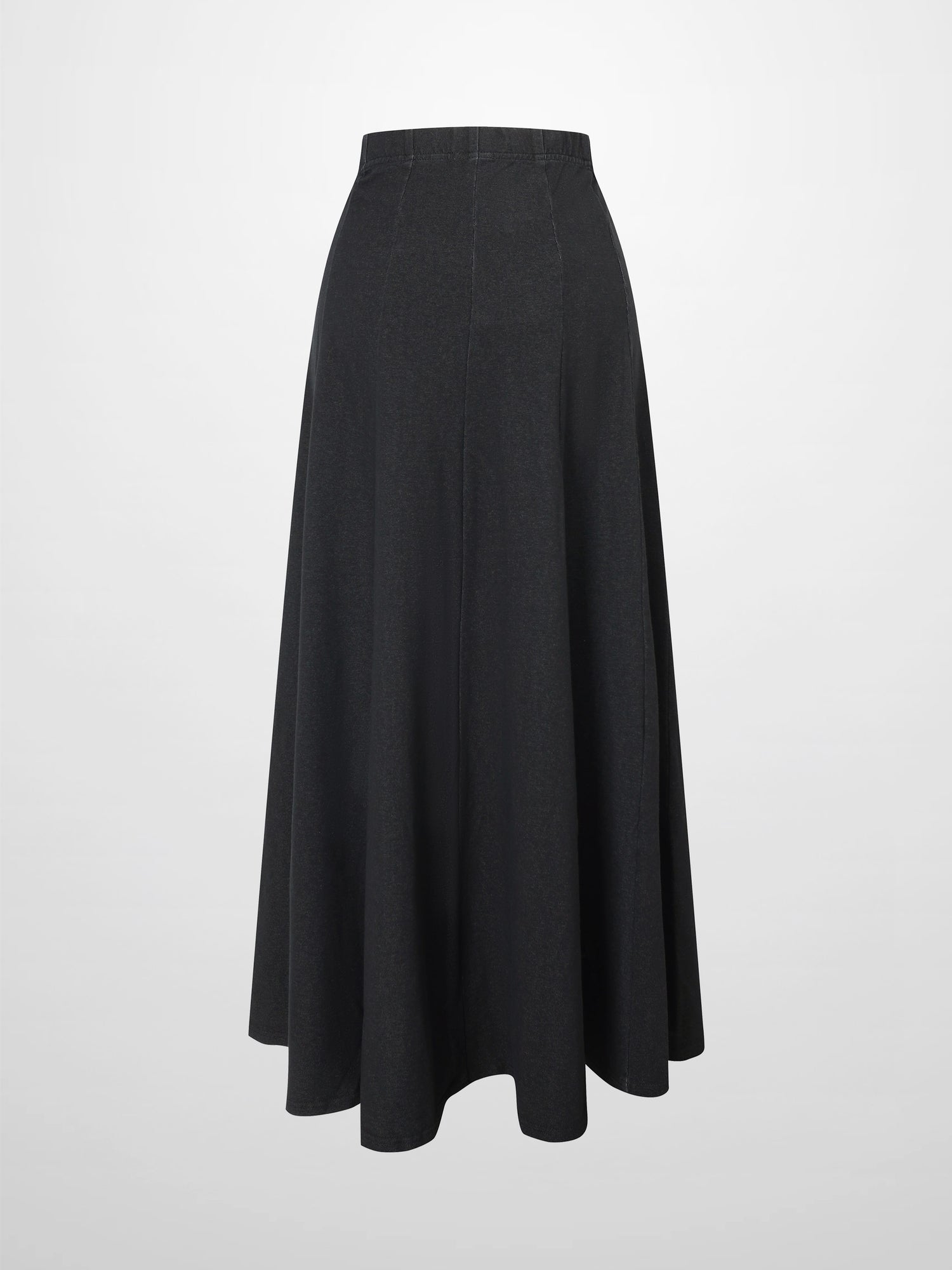Paneled Flare Skirt 37&quot;-Solid Black