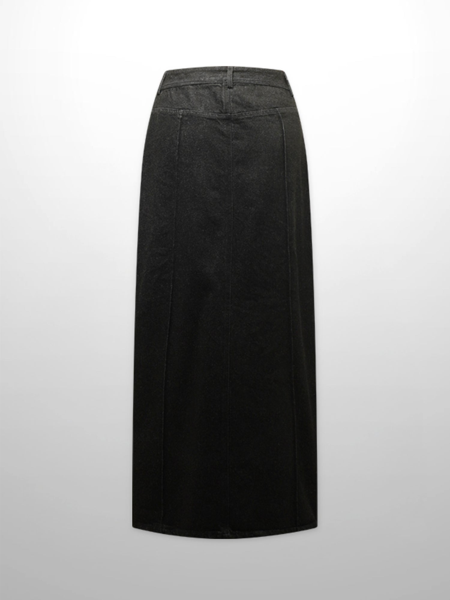 Denim Seamed Skirt-Black Wash