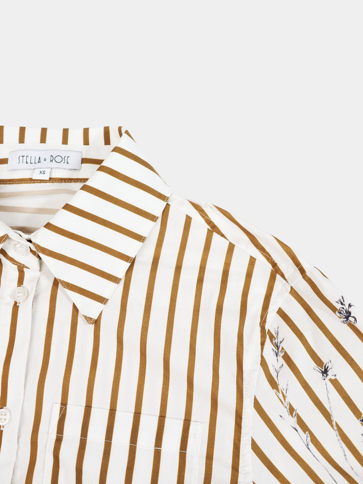 3/4 Sleeve Printed Blouse-Cream/Brown Stripe