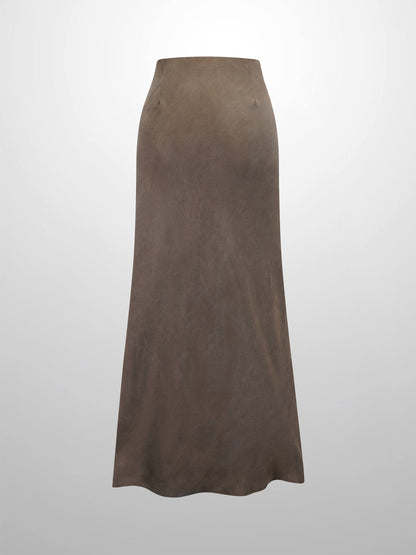 Cupro Slip Skirt-Olive