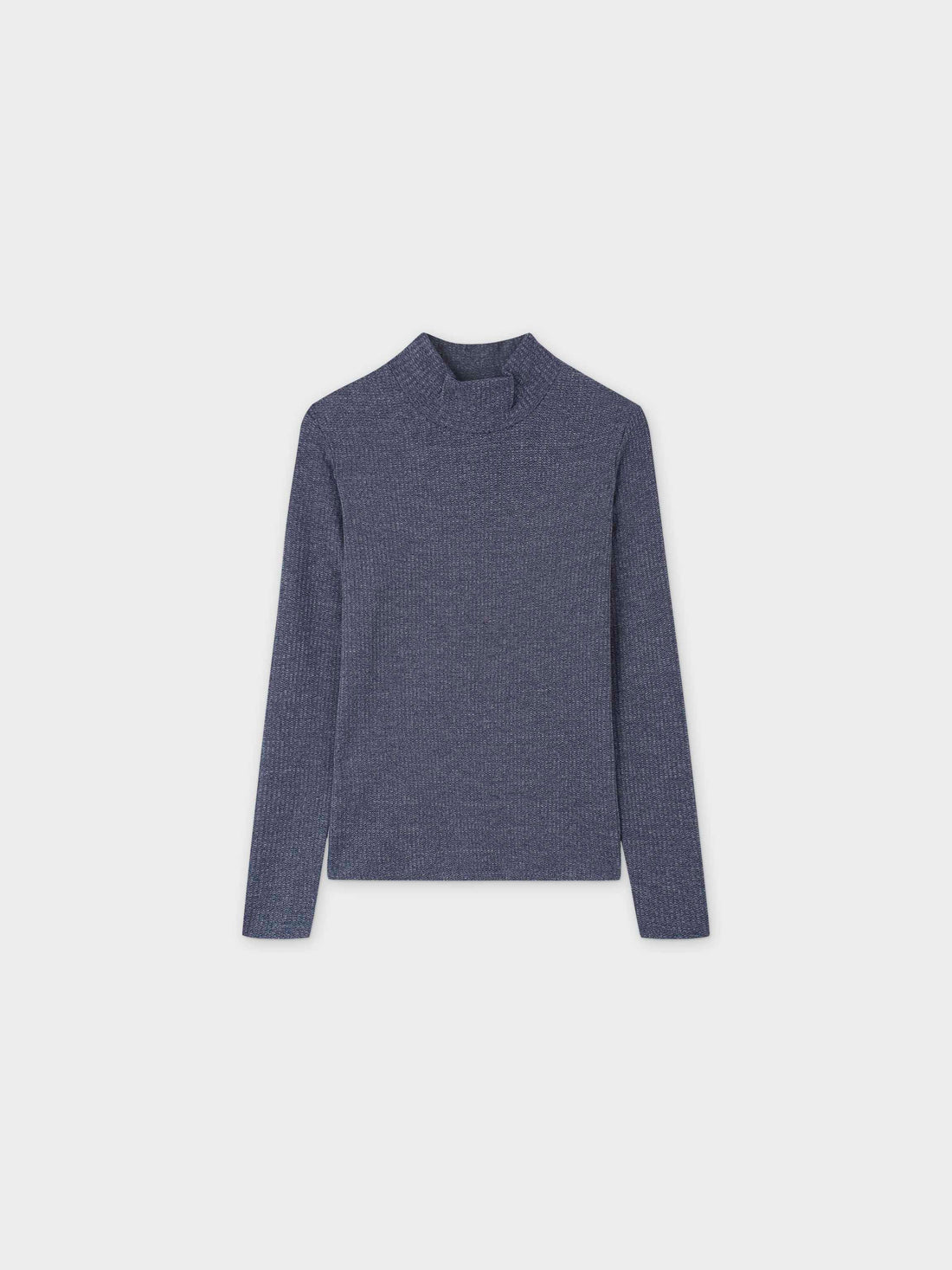 Textured Stretch Turtleneck-Blue