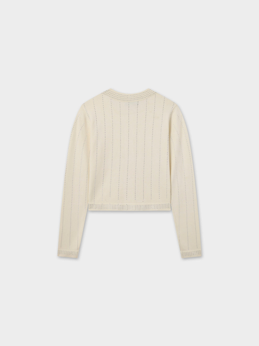 Crystal Pinstripe Crew Cardigan-Cream