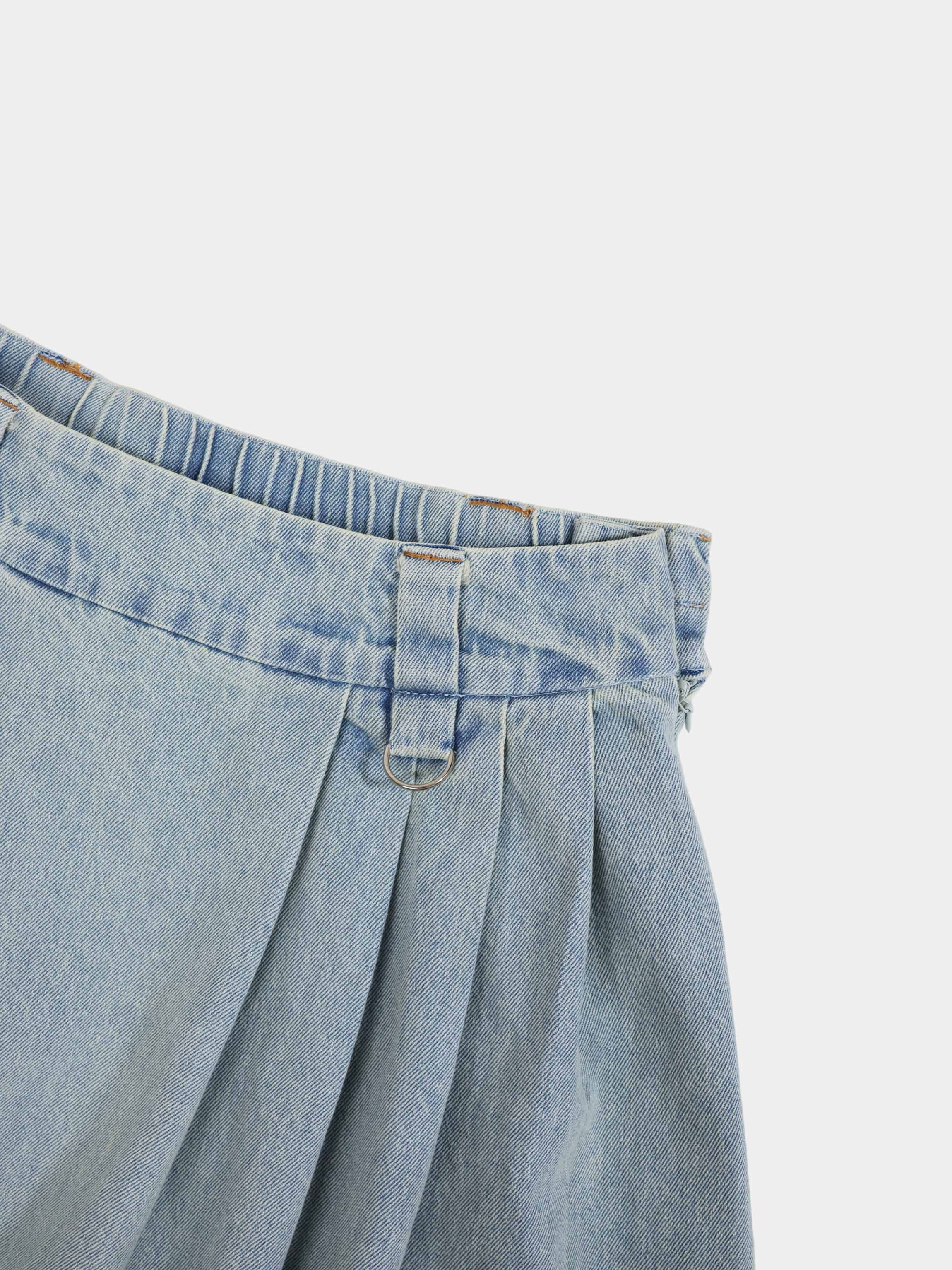 Buckle Design Denim Skirt-Blue
