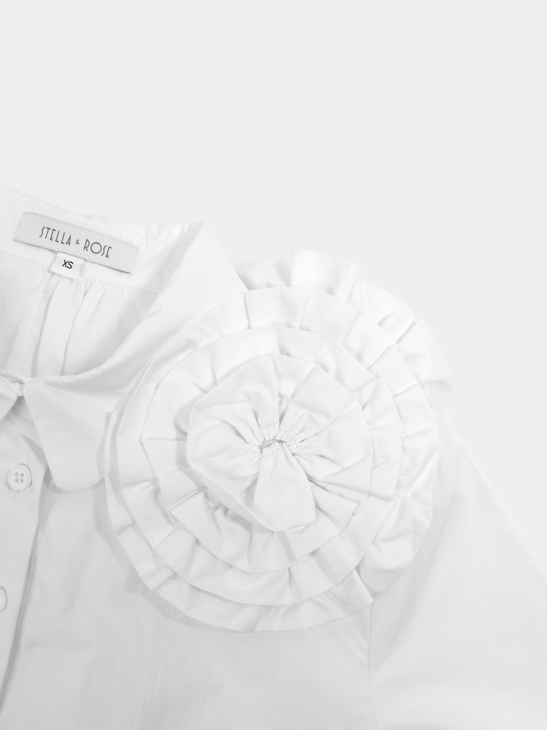 Flower Detail Cotton Blouse-White
