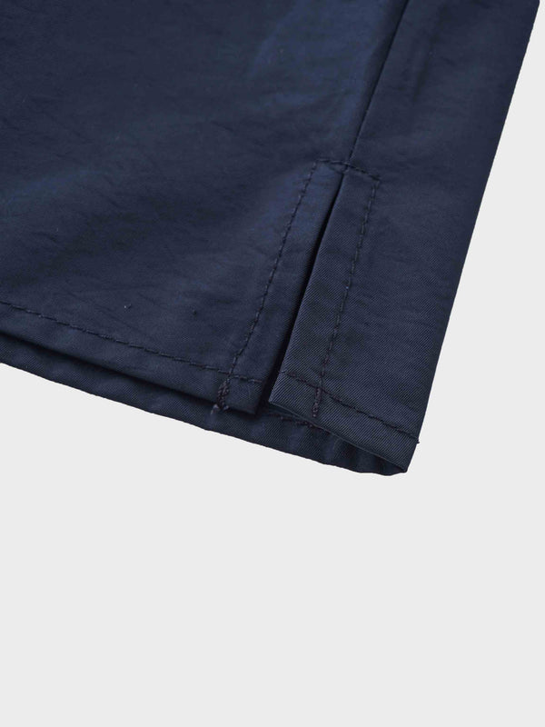Bubble Sleeve Taffeta Top-Navy