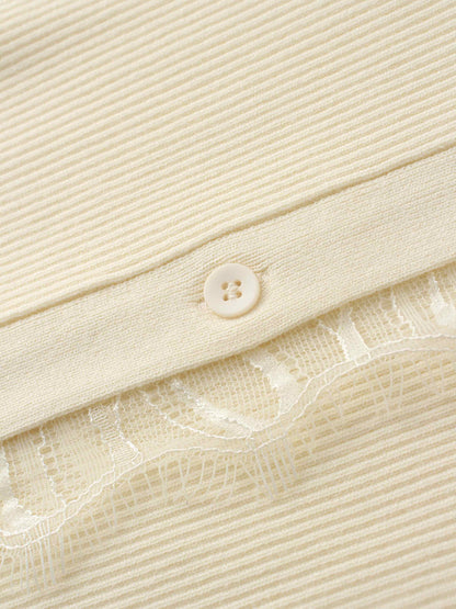 Lace Trimmed Sweater-Cream