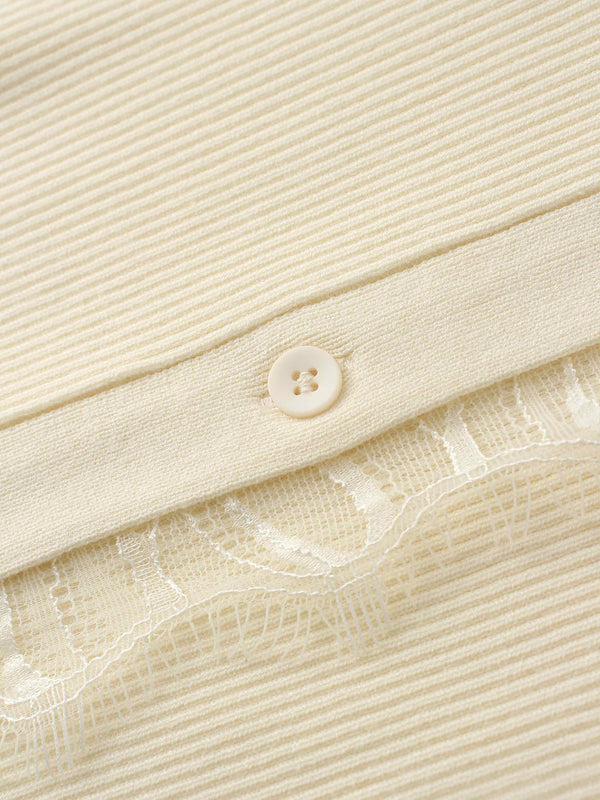 Lace Trimmed Sweater-Cream