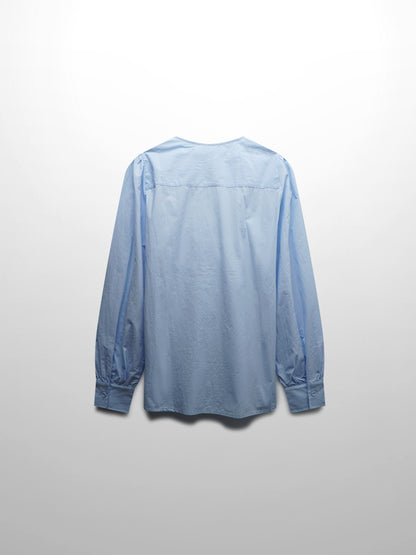 Asymmetrical Ruffle Blouse-Light Blue