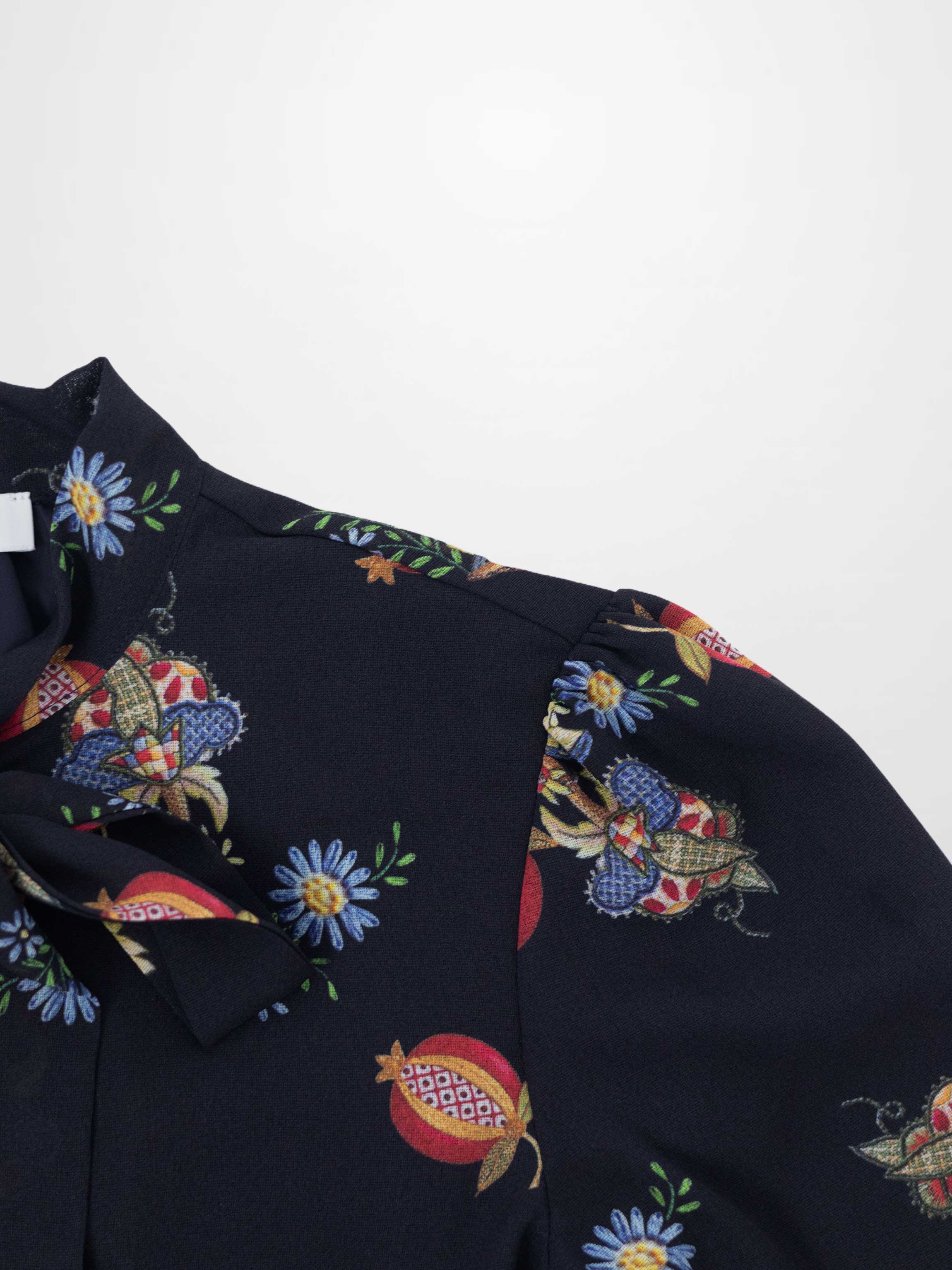 Bow Blouse-Pomegranate Floral