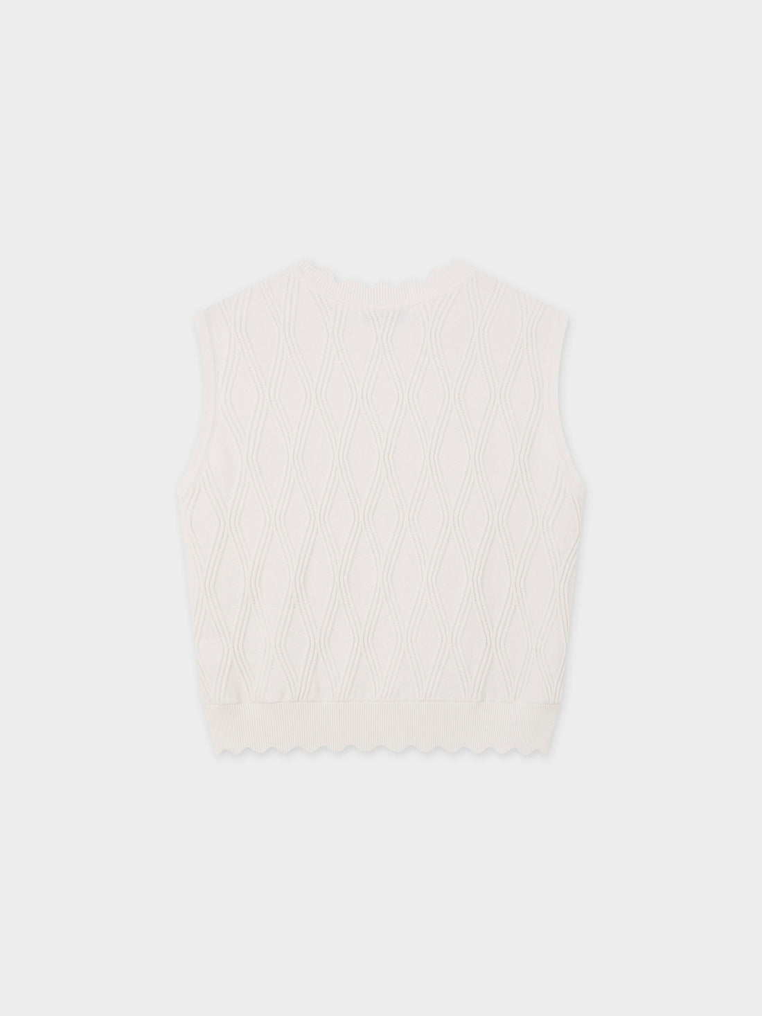 Scalloped Sleeveless Crew Neck Sweater-Ivory