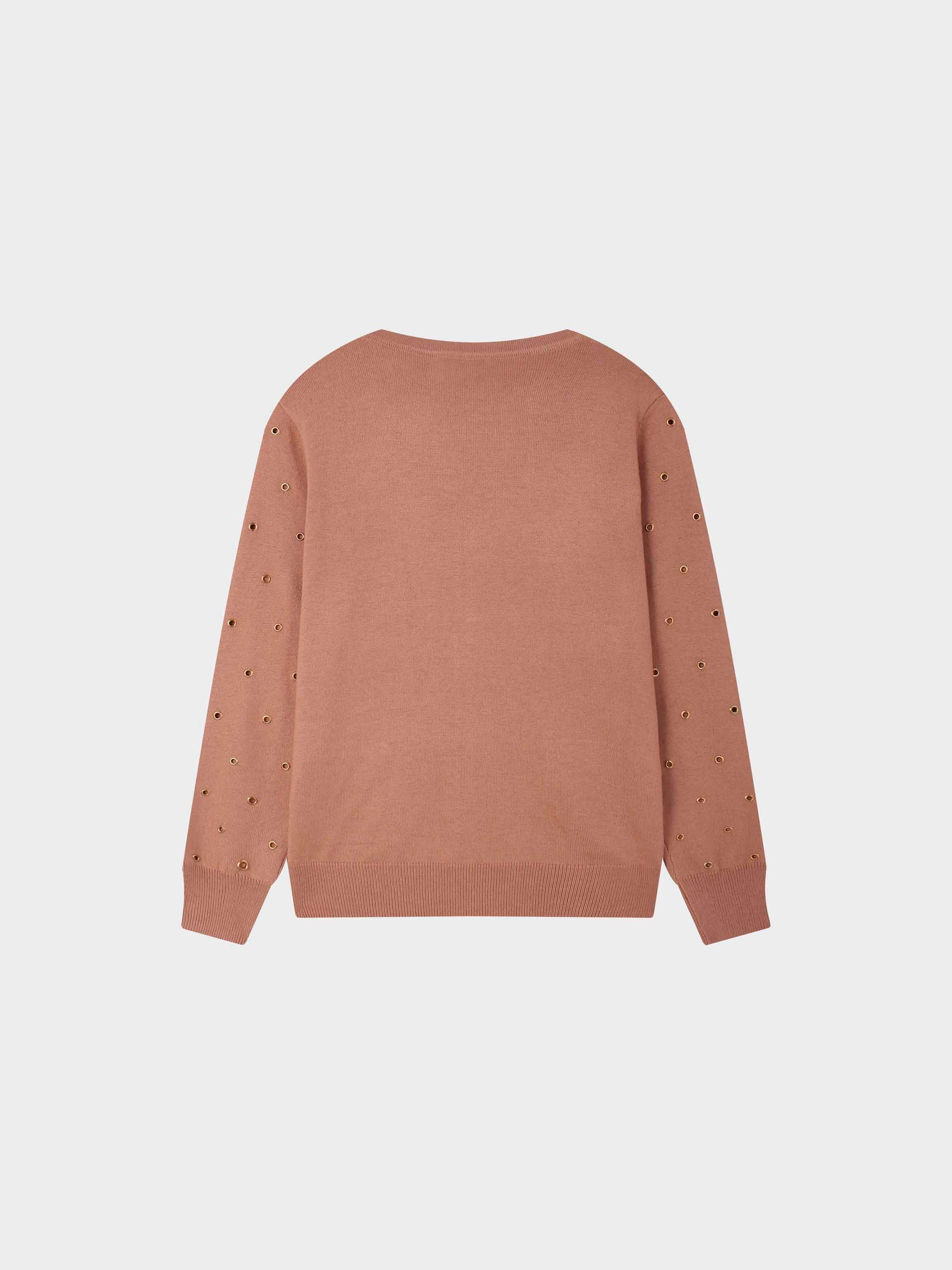 Grommet Cardigan-Peach