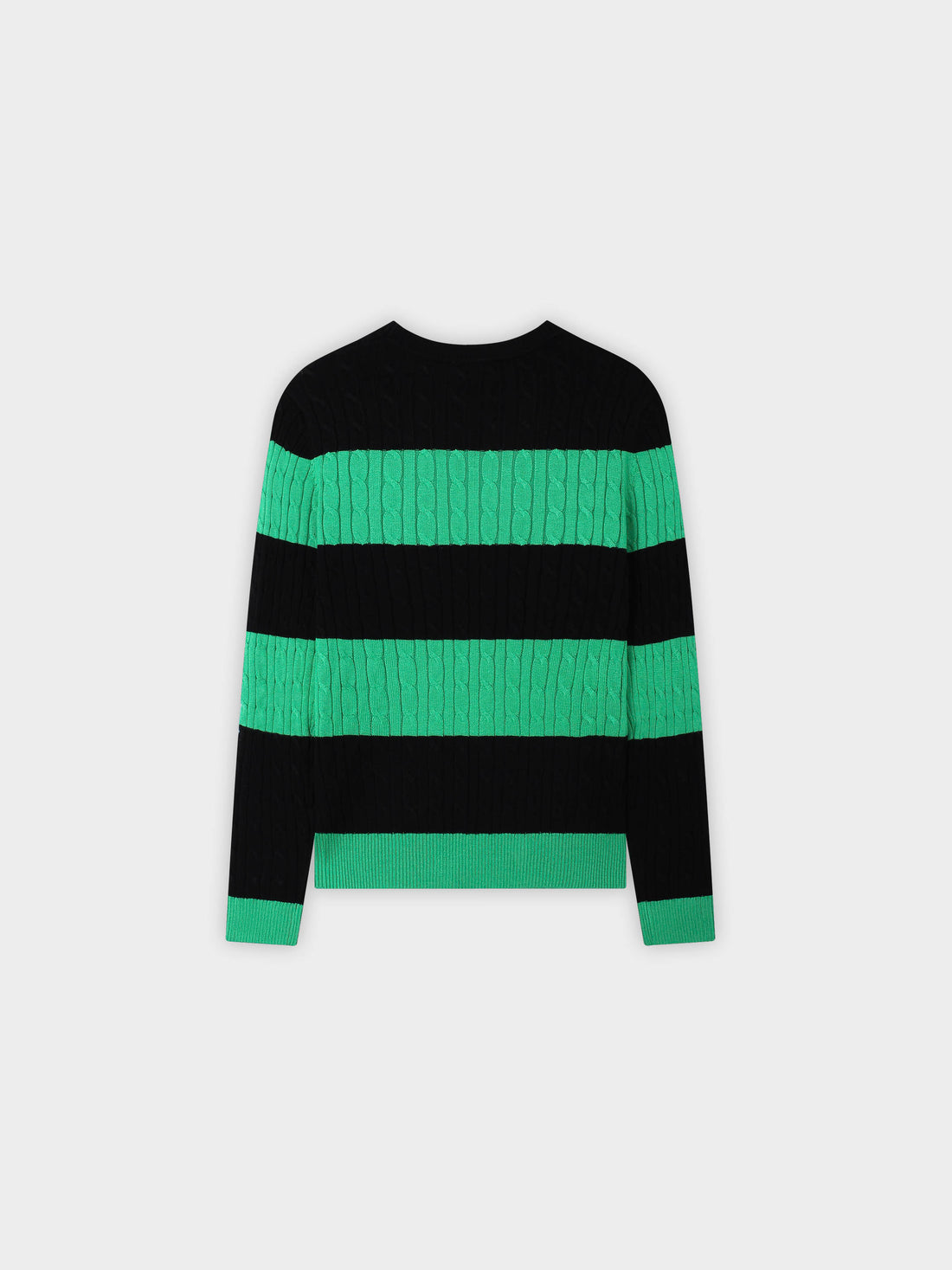 Striped Cable Sweater-Black/Kelly Green