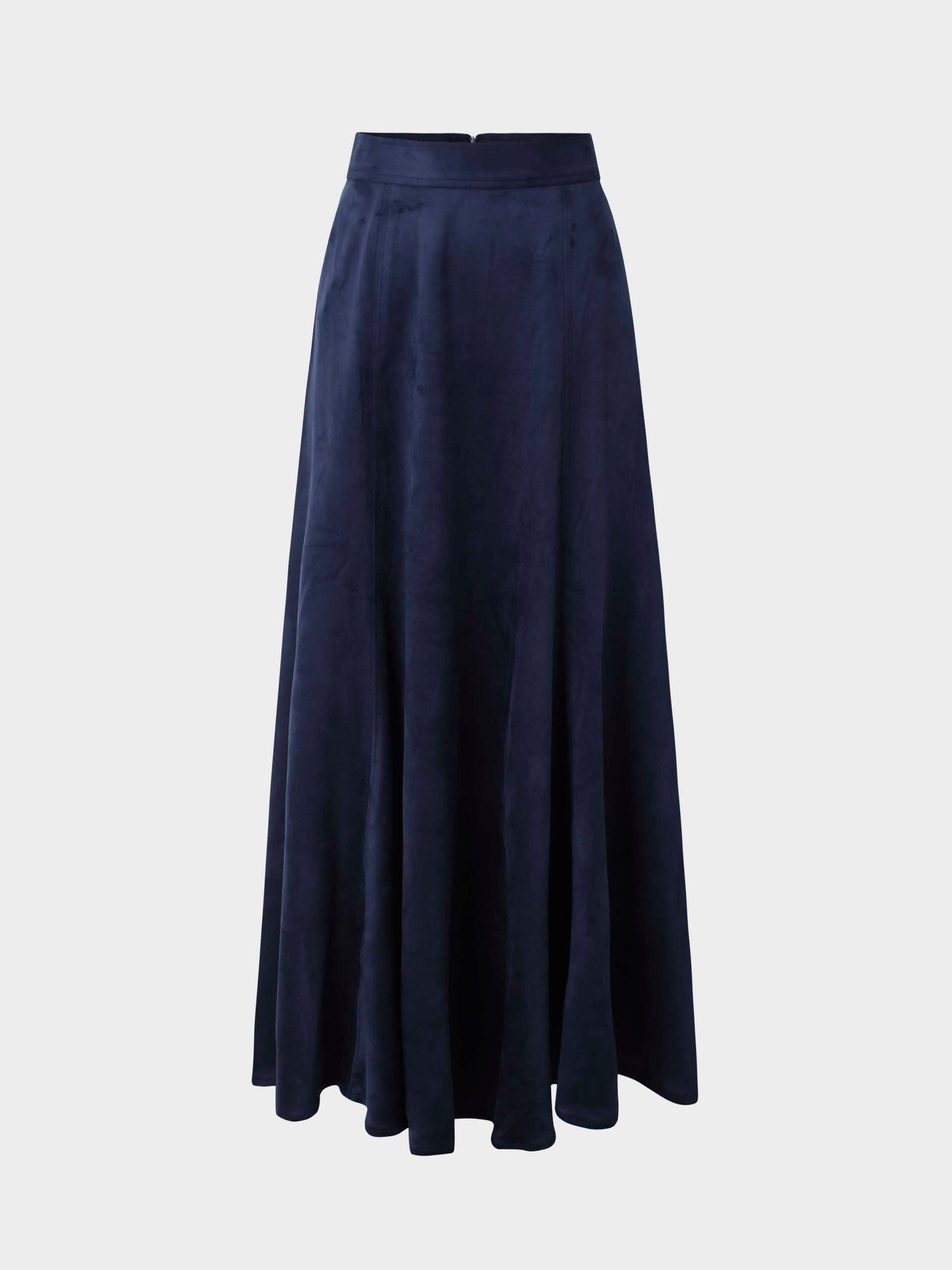 Suede Trumpet Skirt-Navy