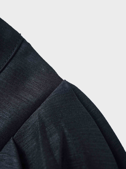 Textured Puff Sleeve Blouse-Black