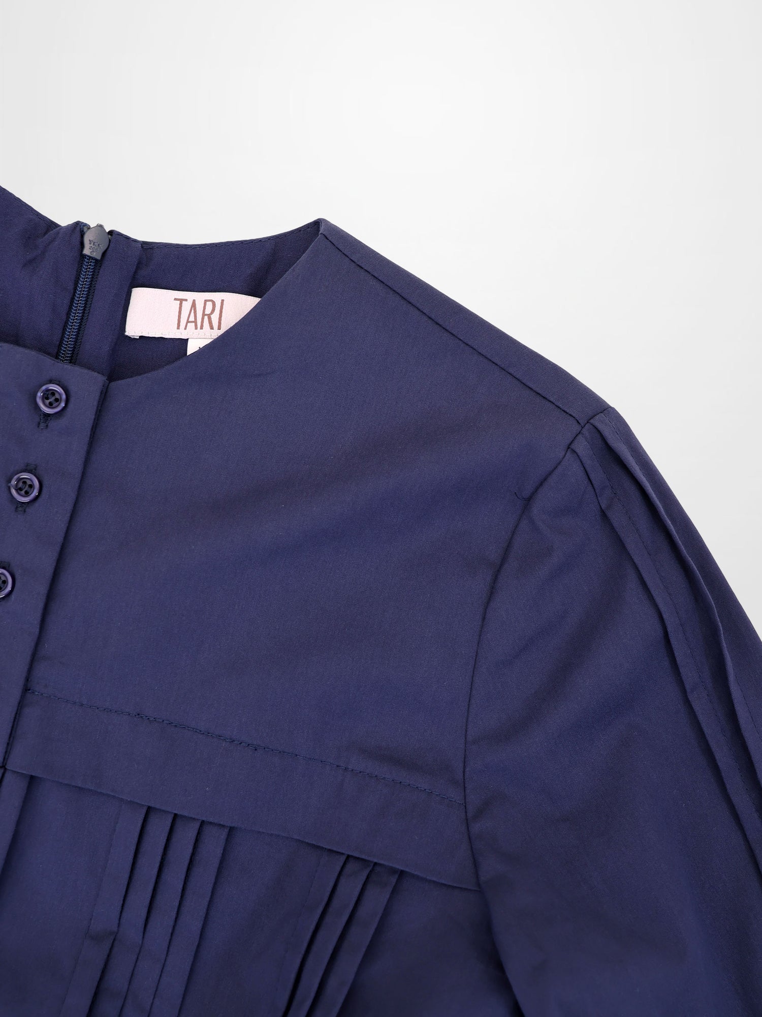 Pintuck Pleat Dress-Navy