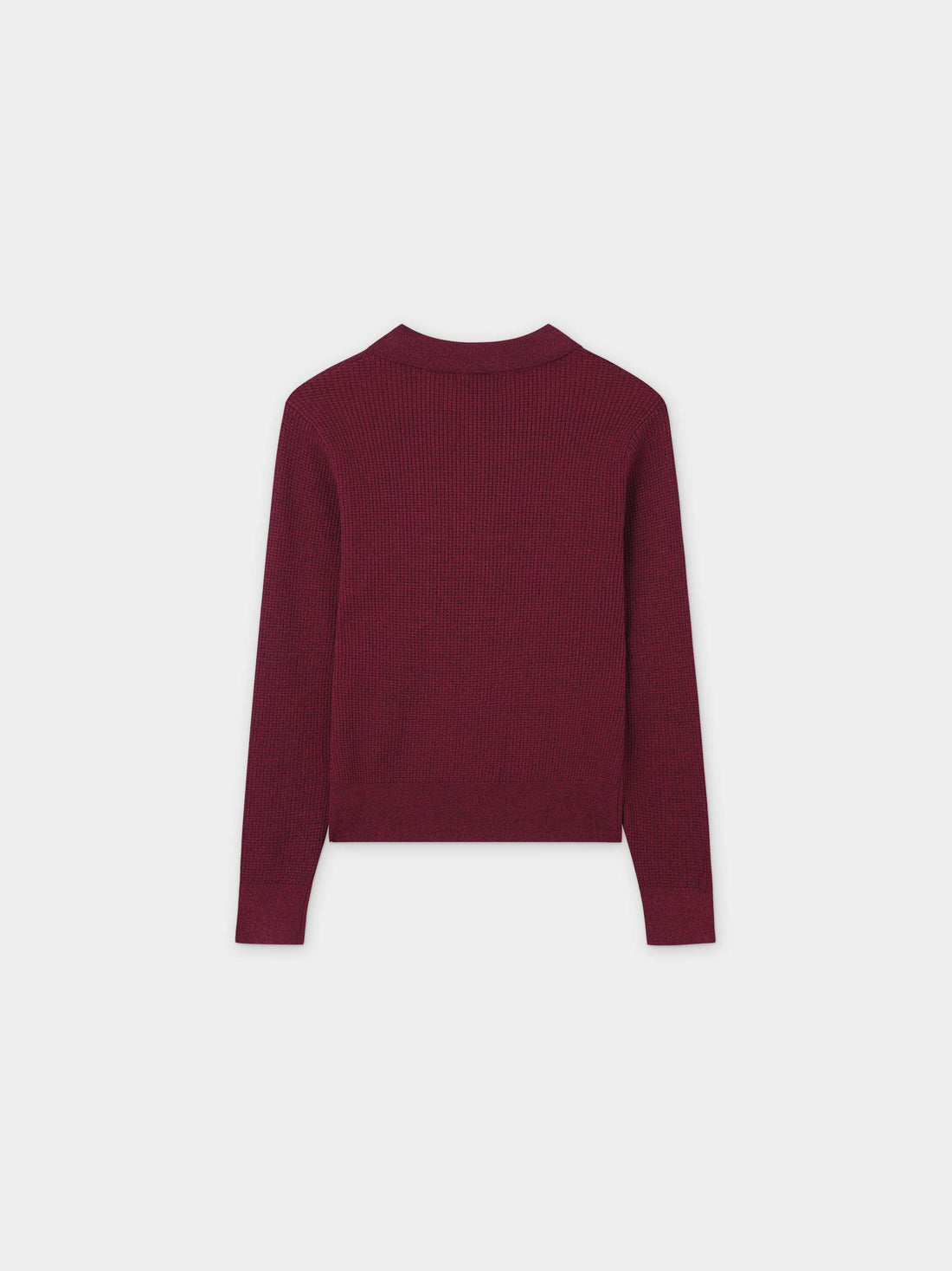 Waffle Collared Sweater-Heathered Cranberry