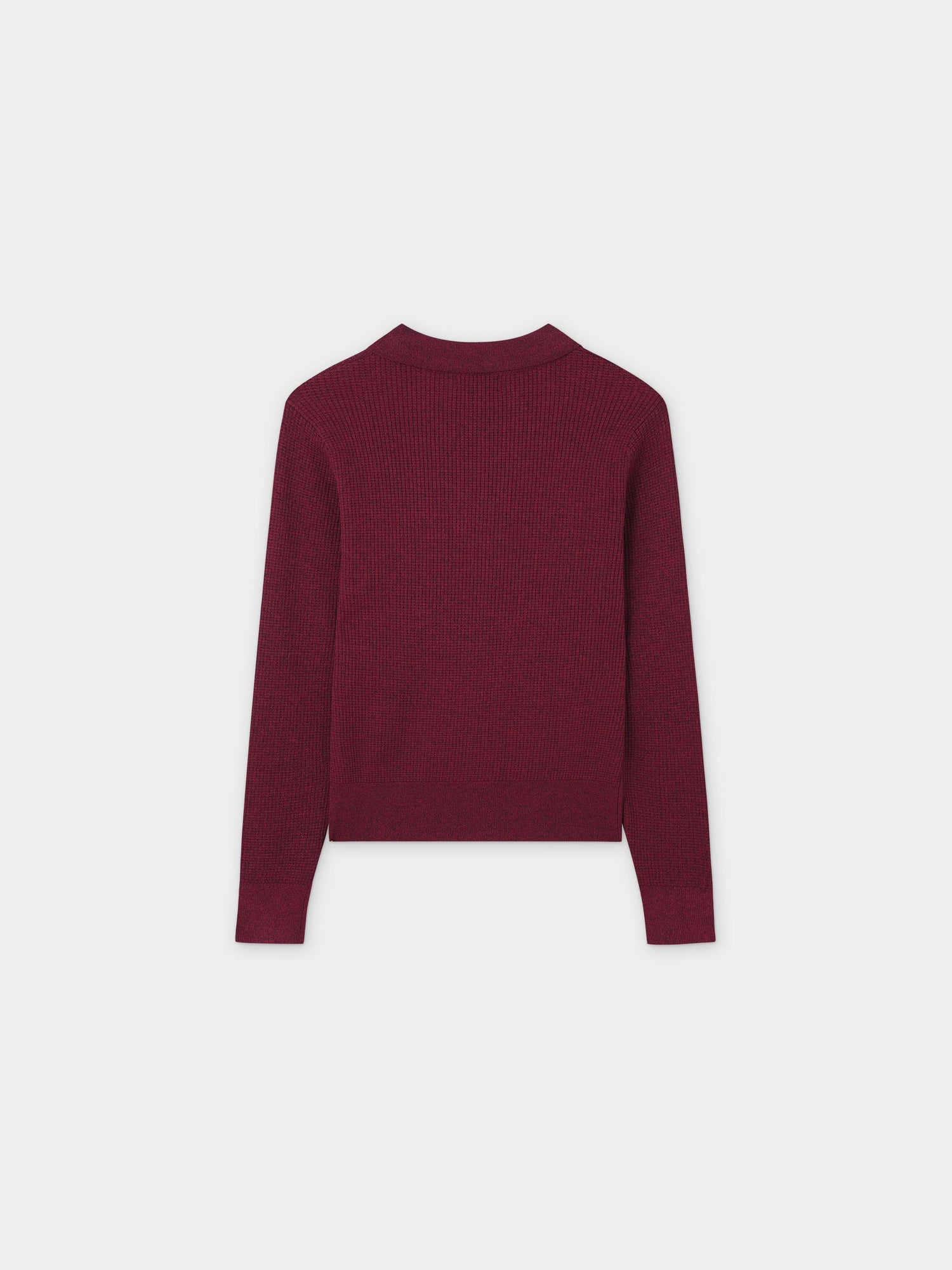 Waffle Collared Sweater-Heathered Cranberry