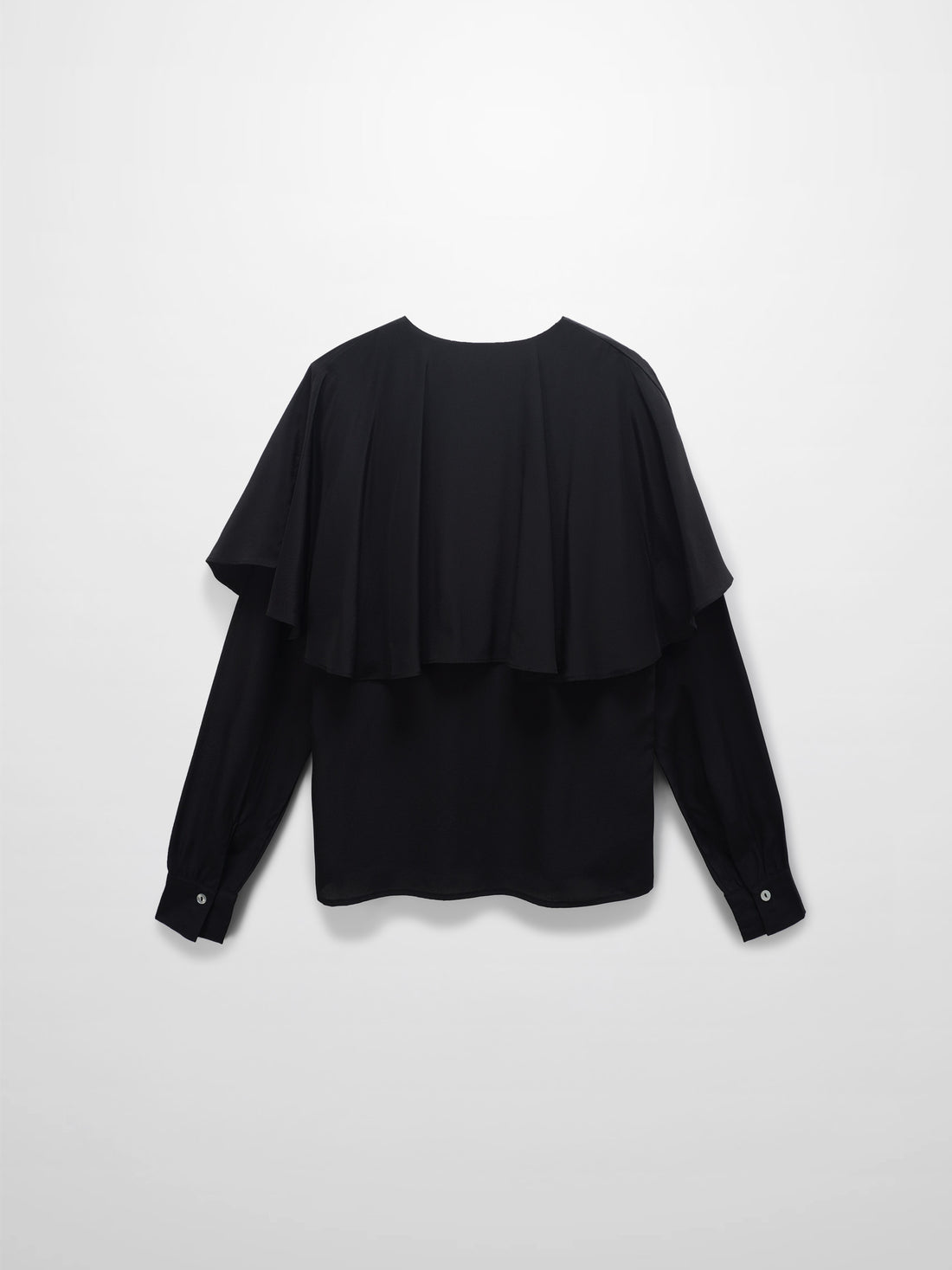 Silk Cape Blouse-Black