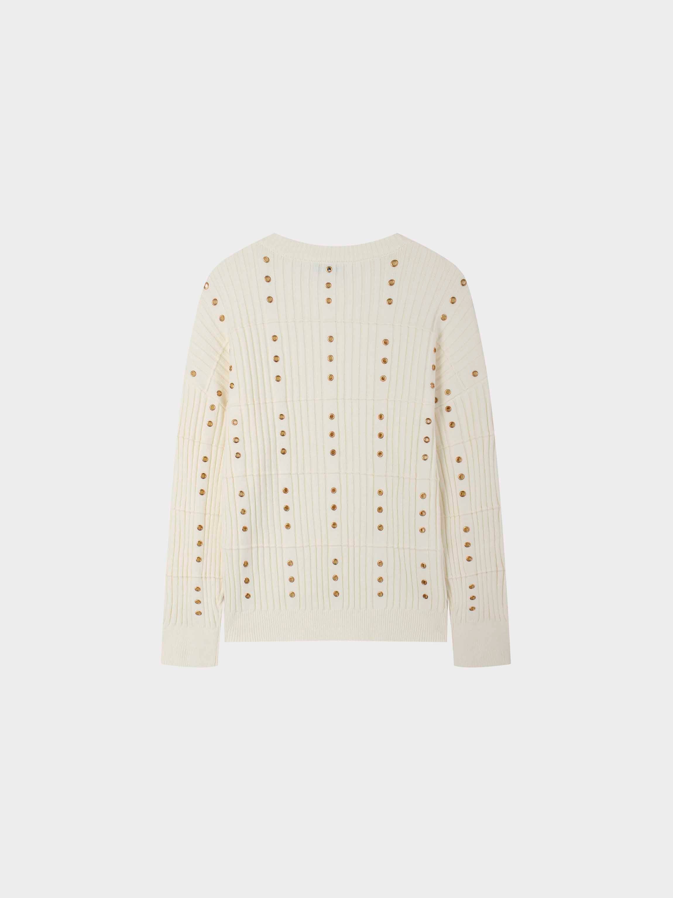 Grommet Sweater-Cream